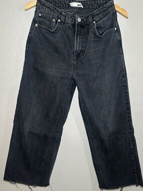 Topshop Black High-Rise Wide-Leg Jeans